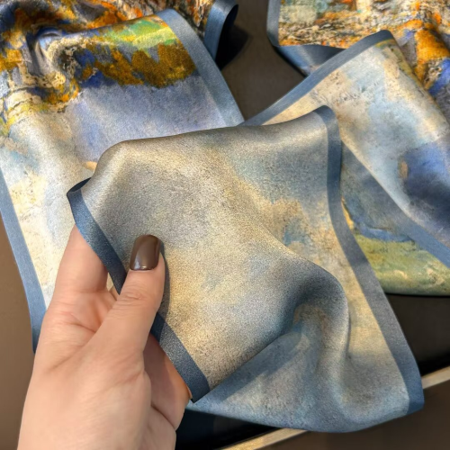 Print Silk Skinny Scarf