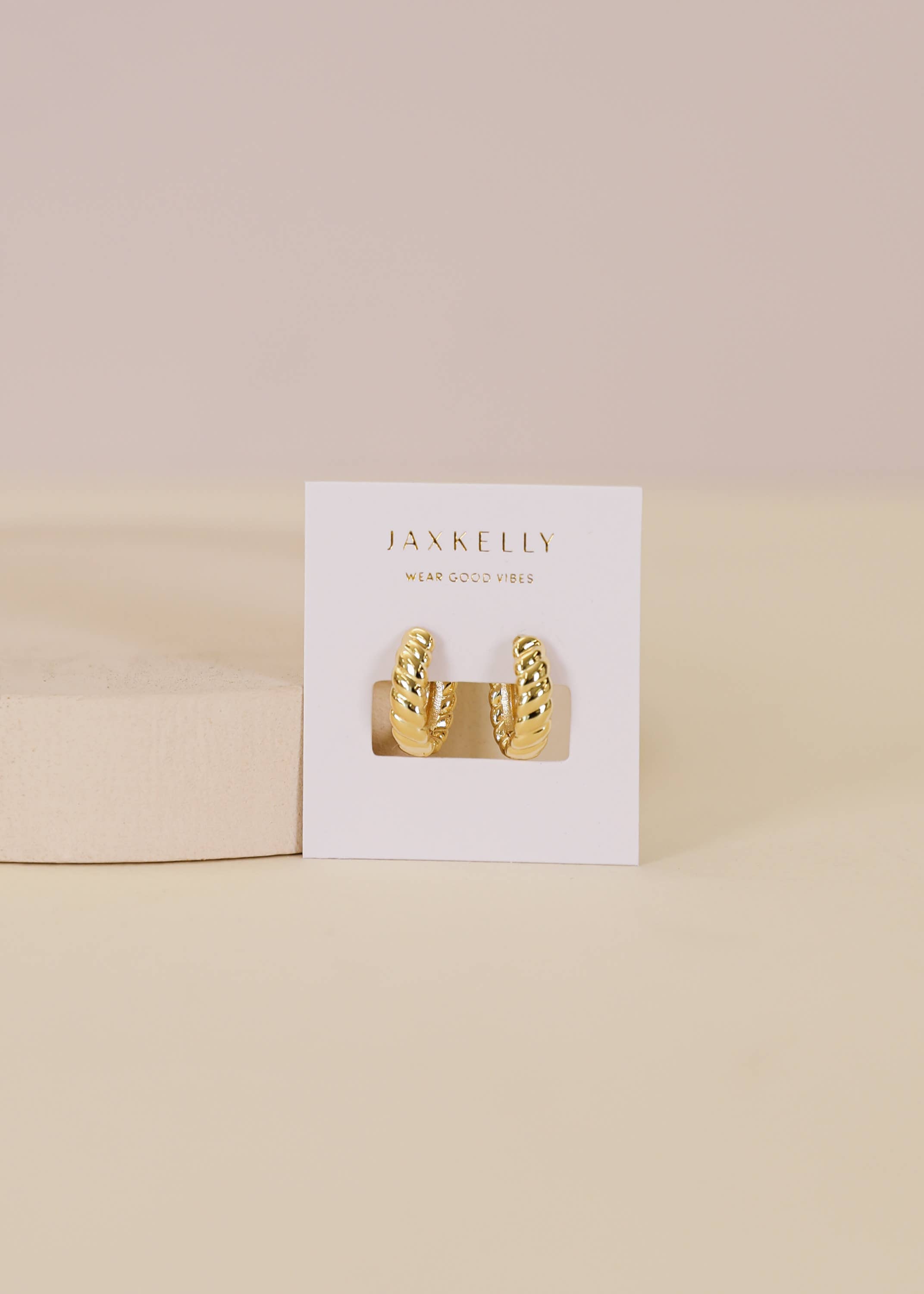 Small Channel Gold Hoops
