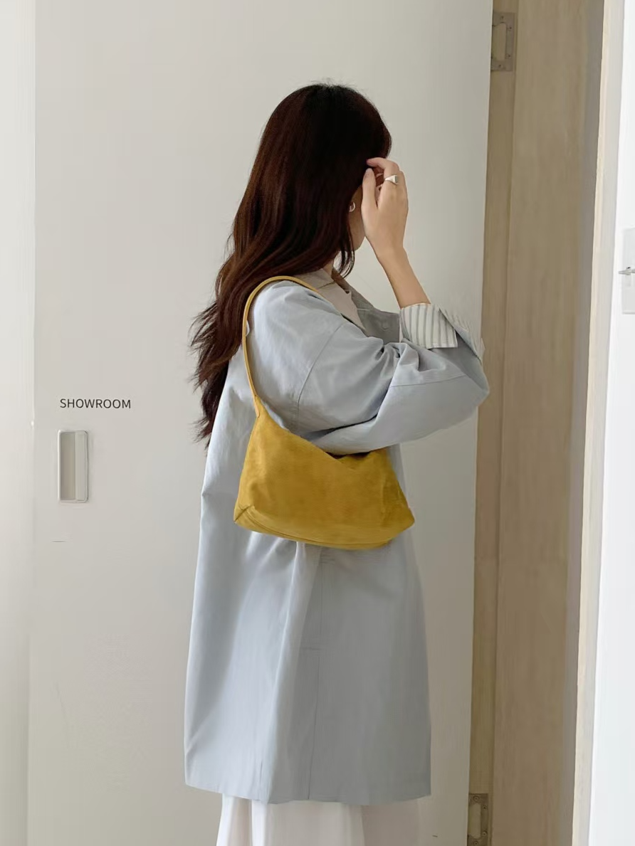 Faux Suede & Leather Shoulder/Crossbody Bag