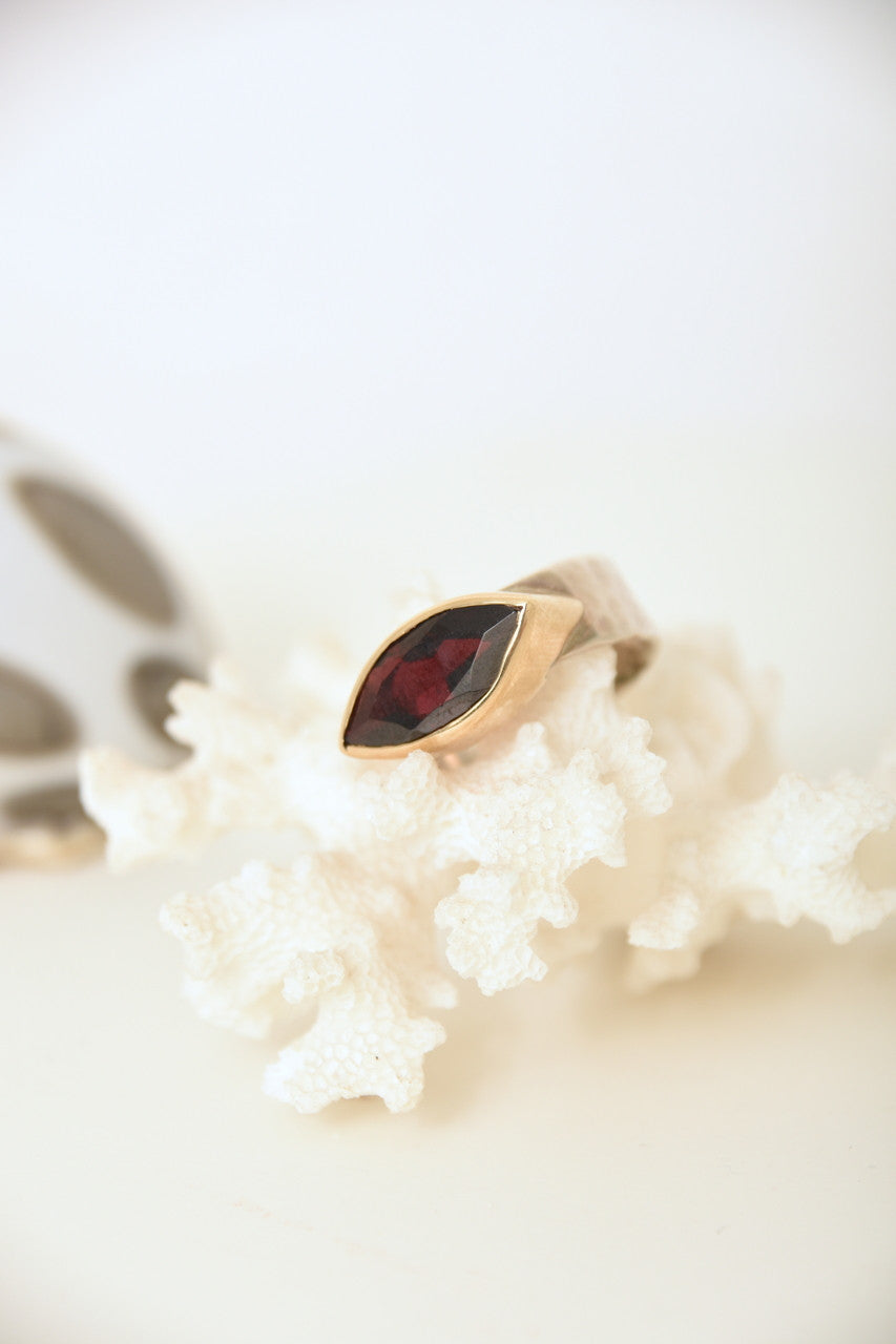 SS 14K GARNET RING