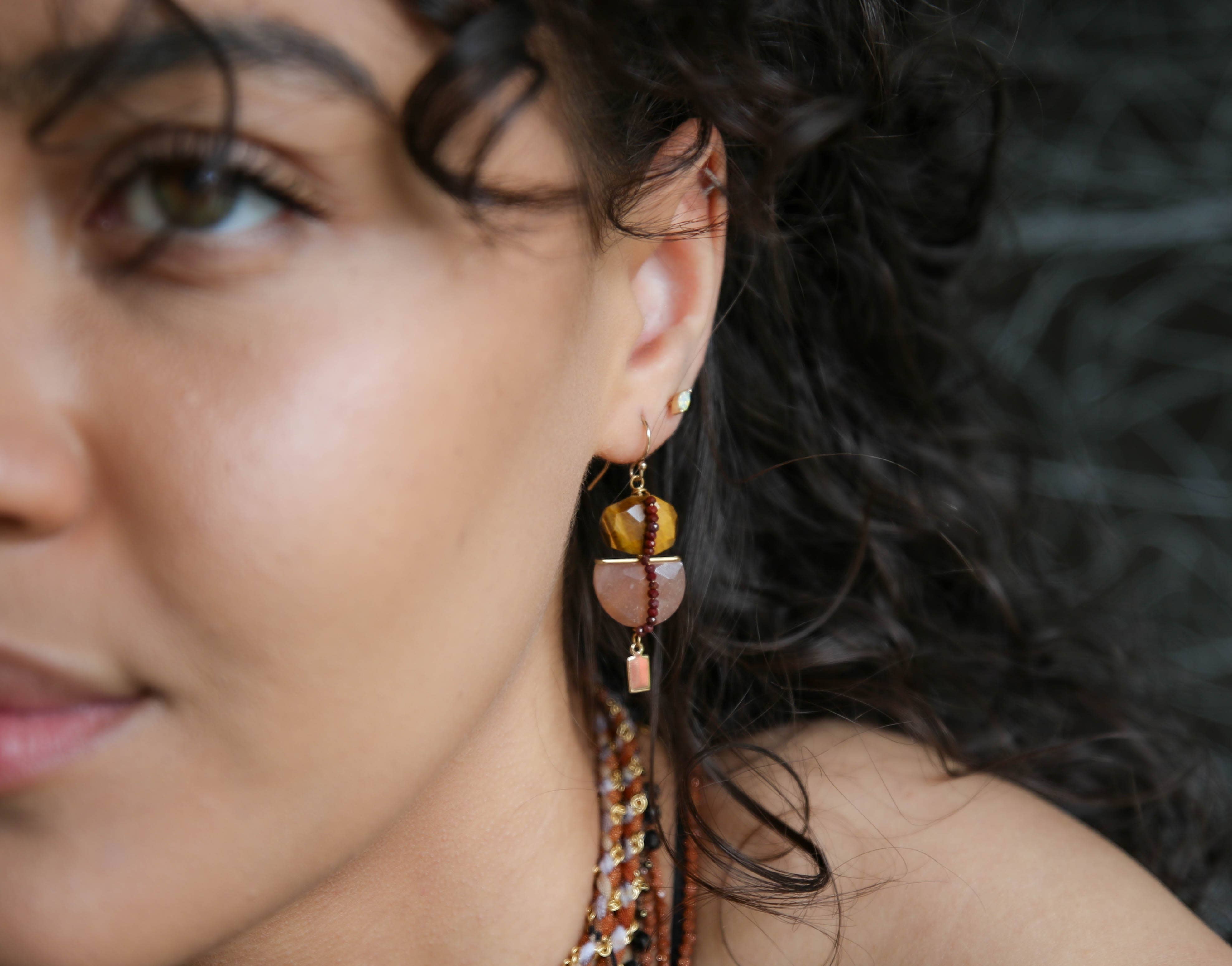 Duet Earrings Tiger's Eye