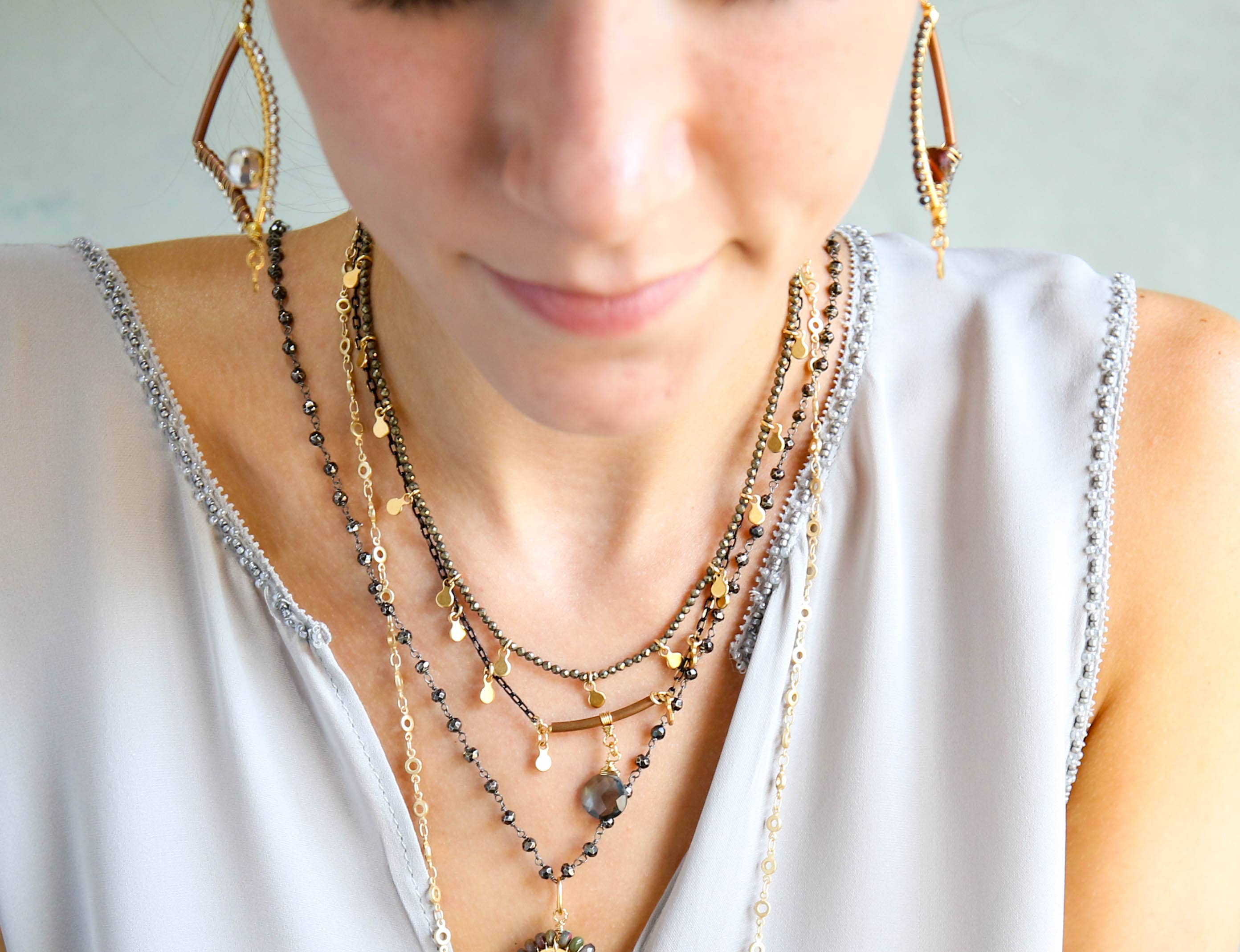 James Necklace Silver Pyrite