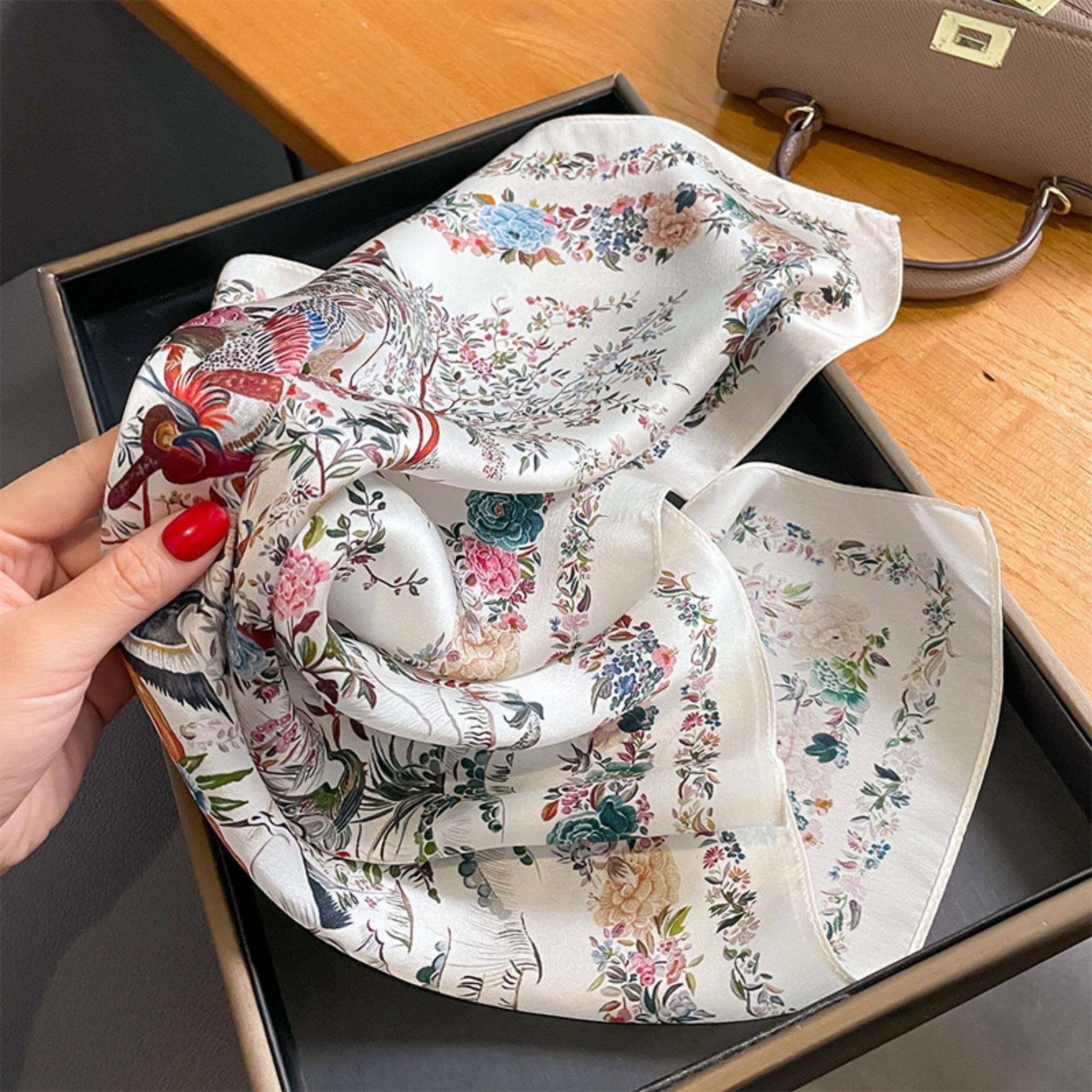 Flower & Bird Silk Scarf