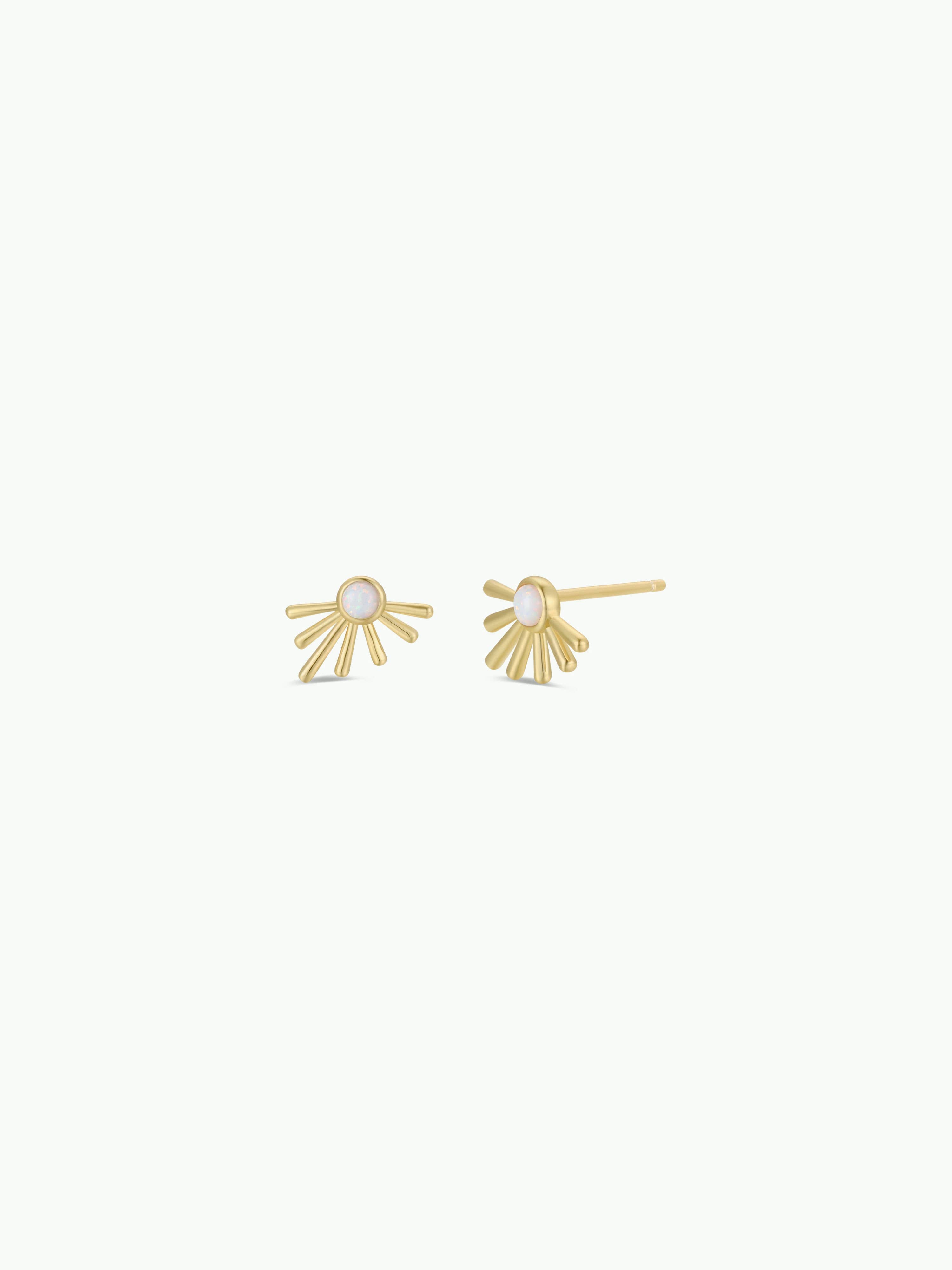 Sun Ray White Opal Earrings