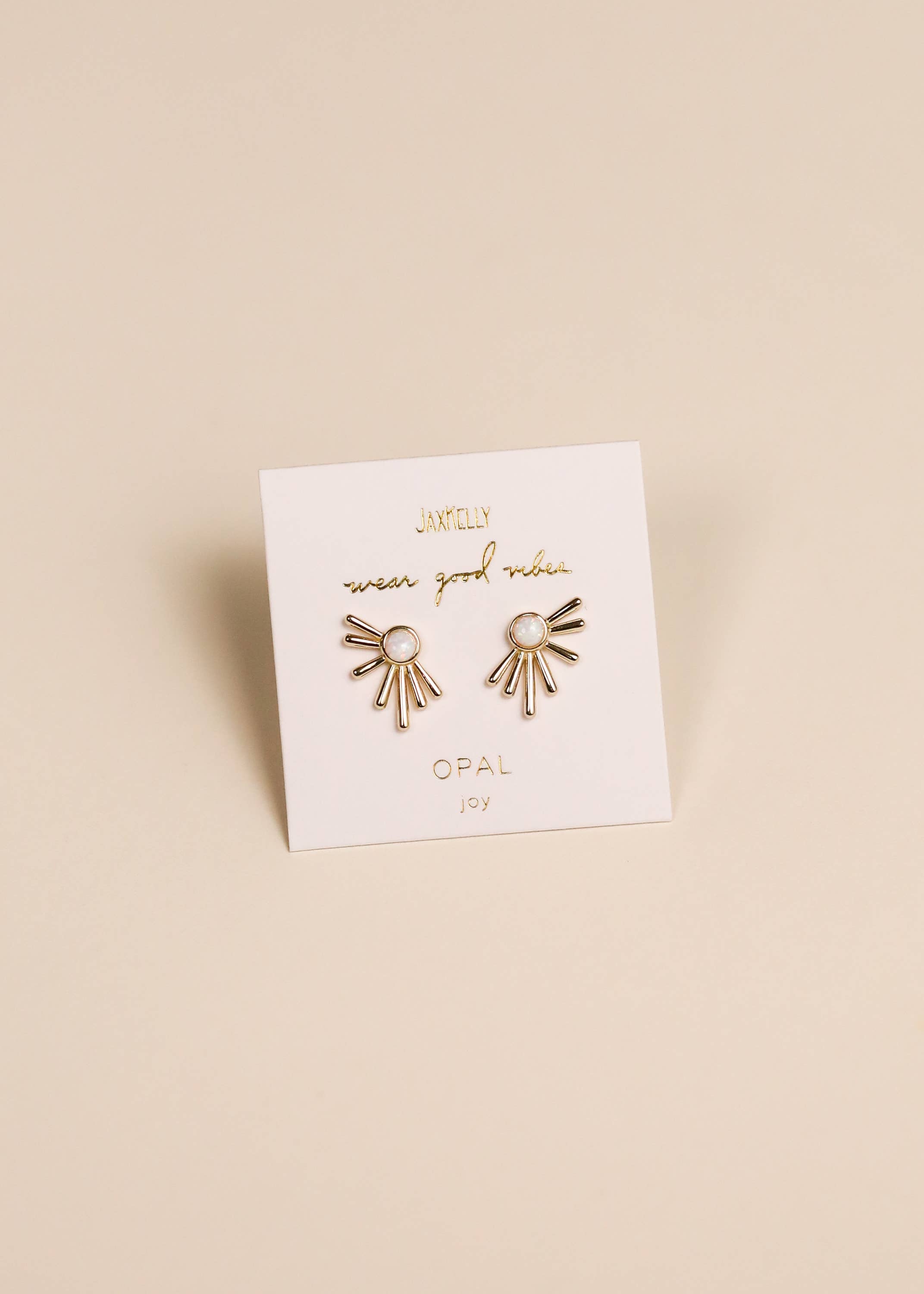 Sun Ray White Opal Earrings