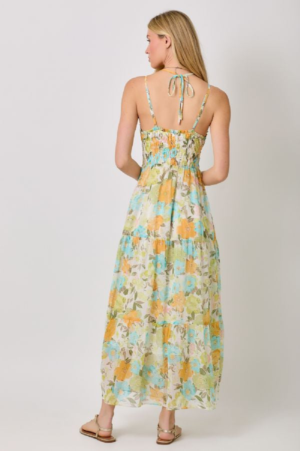 PRINTED LONG TIERED DRESS