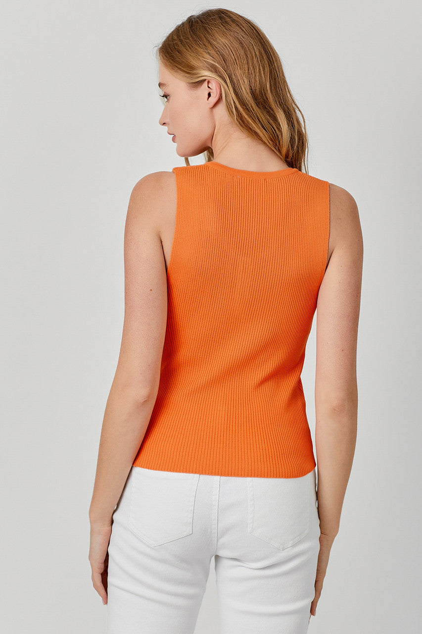 Mystree Ribbed Sweater Tank Tangerine