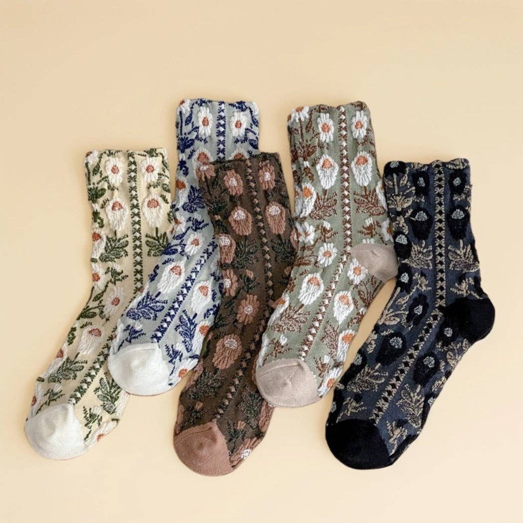 Oil Painting Floral Socks
