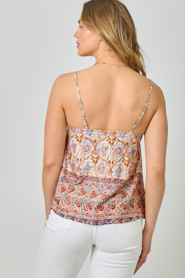 ADJUSTABLE STRAP BORDER PRINT CAMI