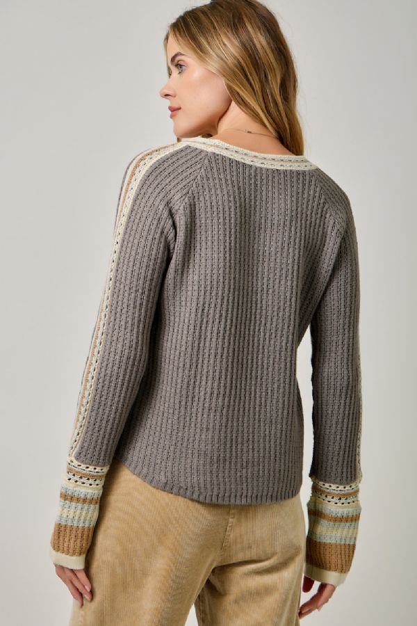 Trim Detail Raglan Sweater