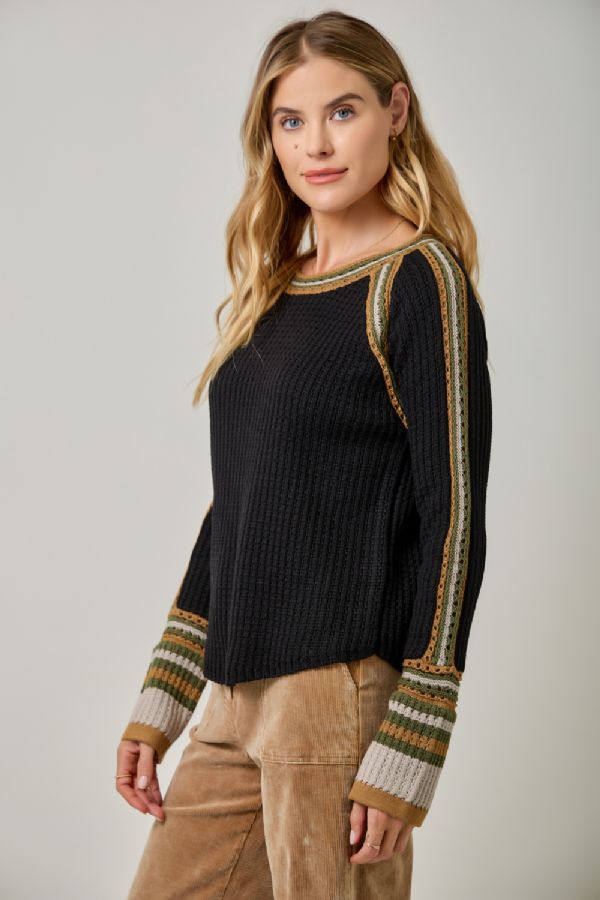 Trim Detail Raglan Sweater