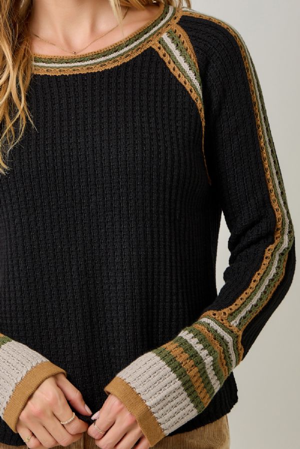Trim Detail Raglan Sweater