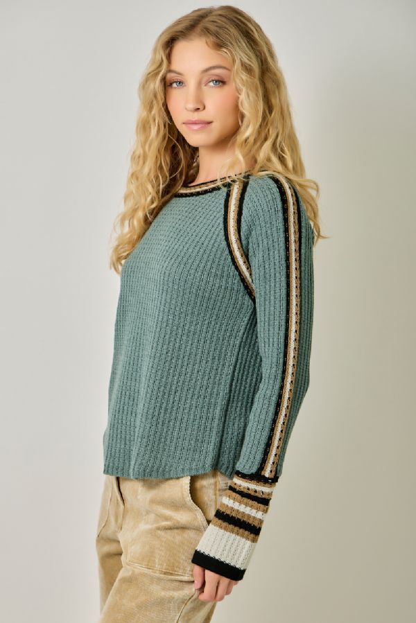 Trim Detail Raglan Sweater