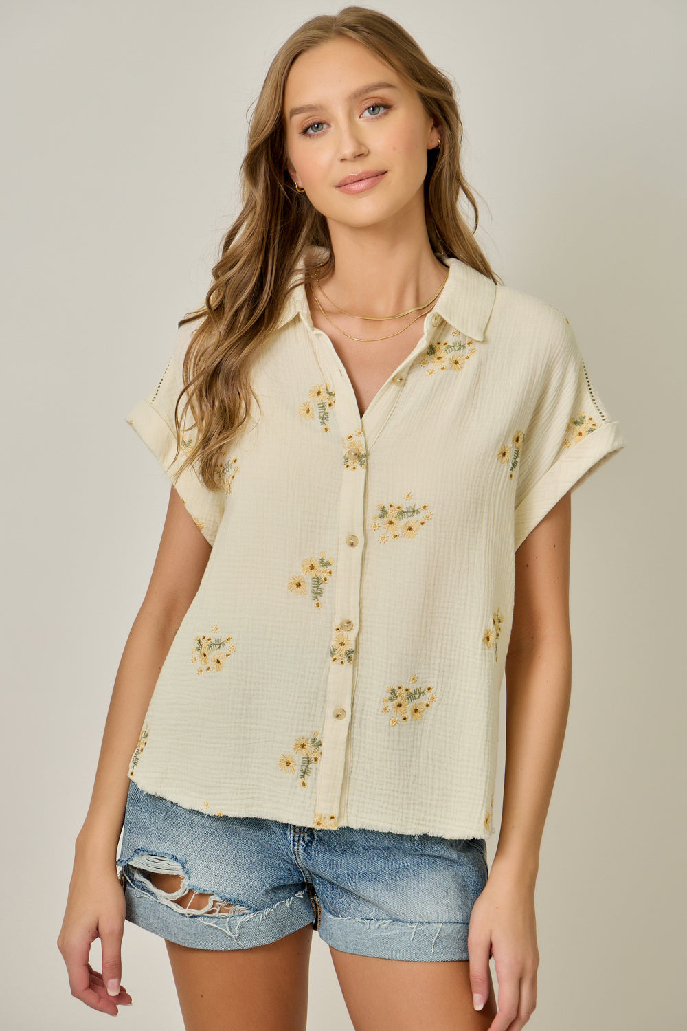 Washed Embroidery Top