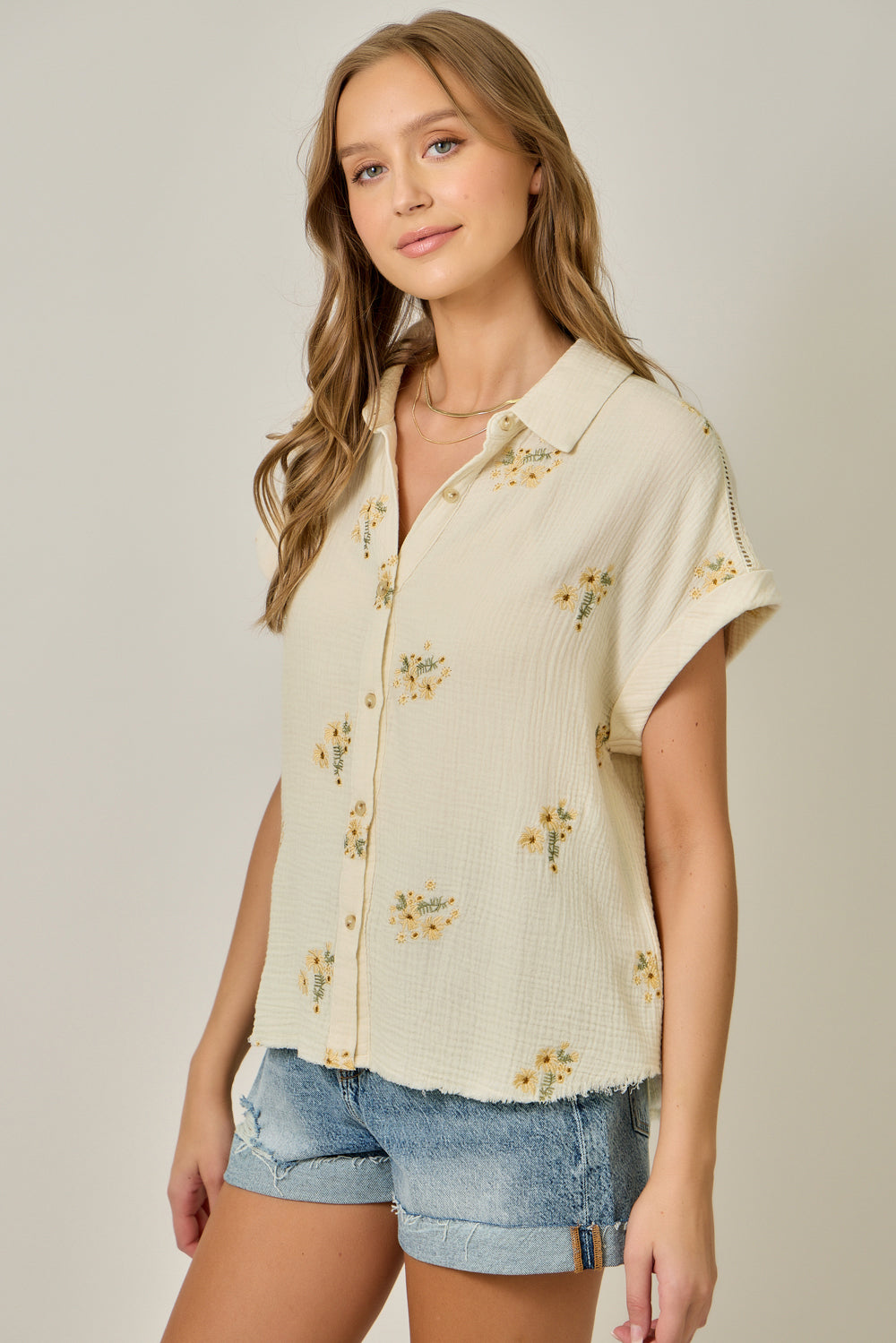 Washed Embroidery Top