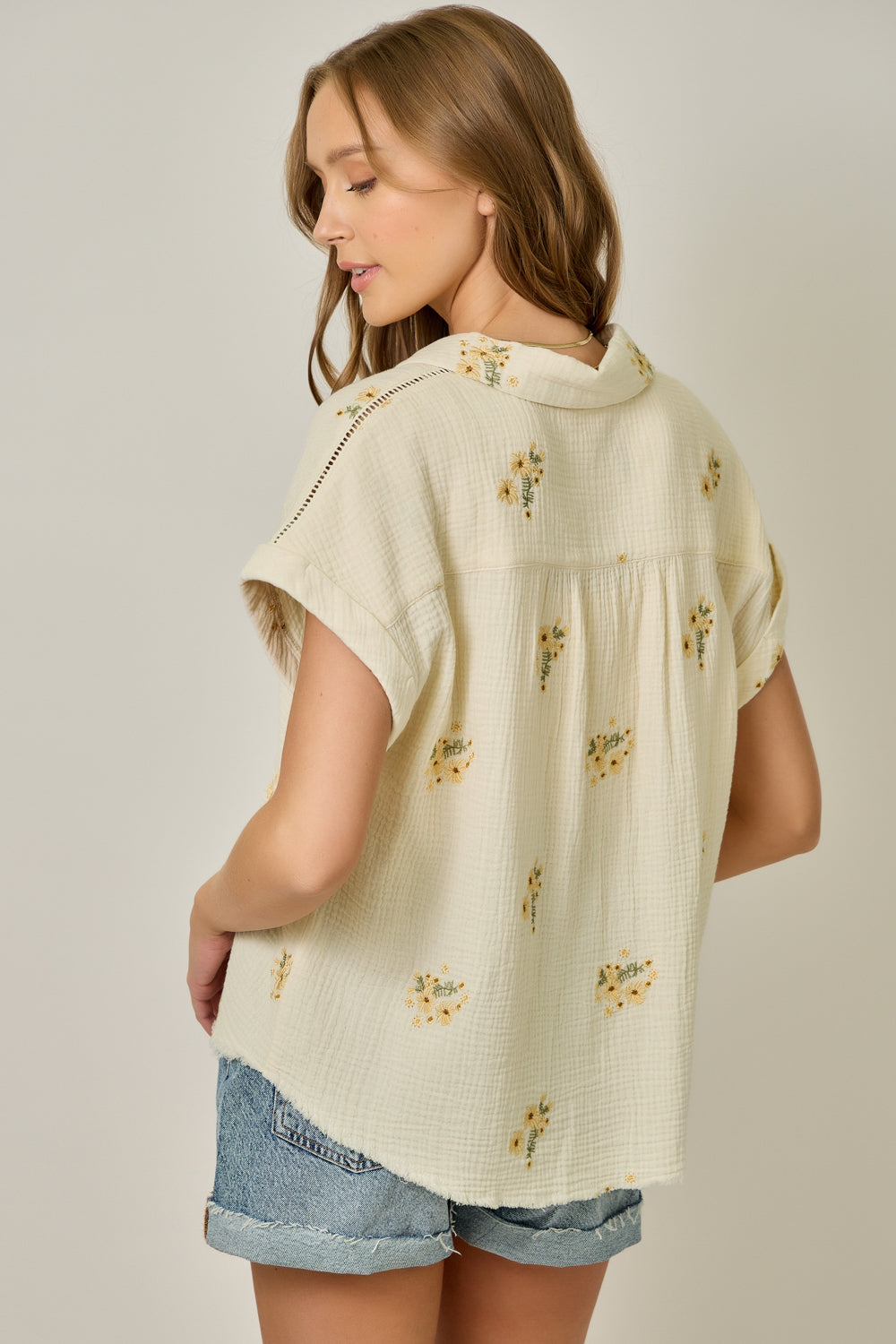 Washed Embroidery Top