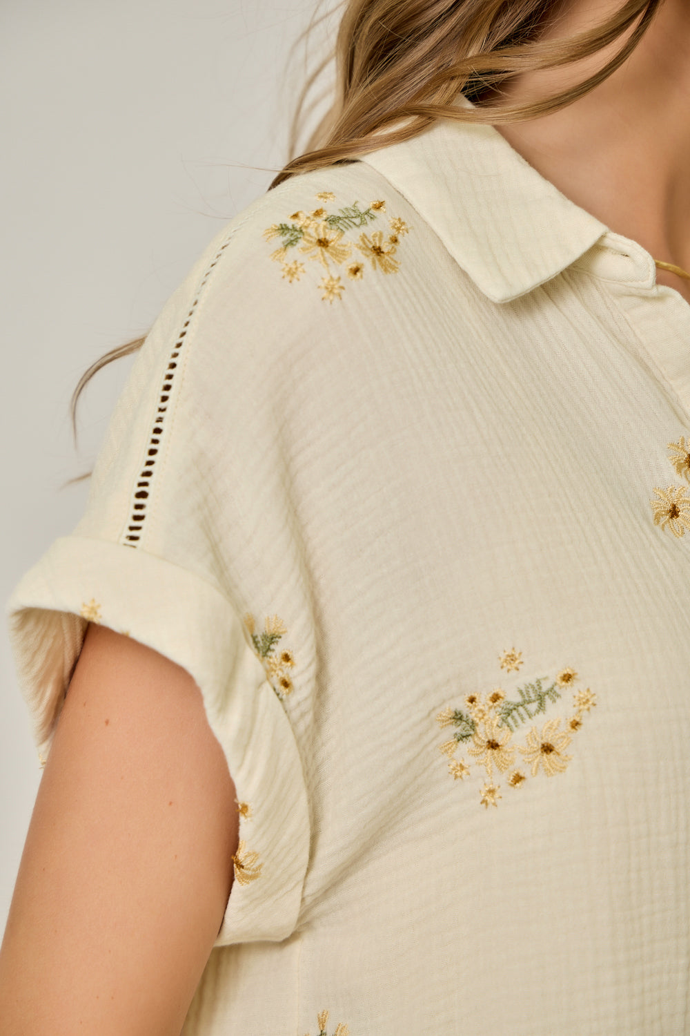 Washed Embroidery Top