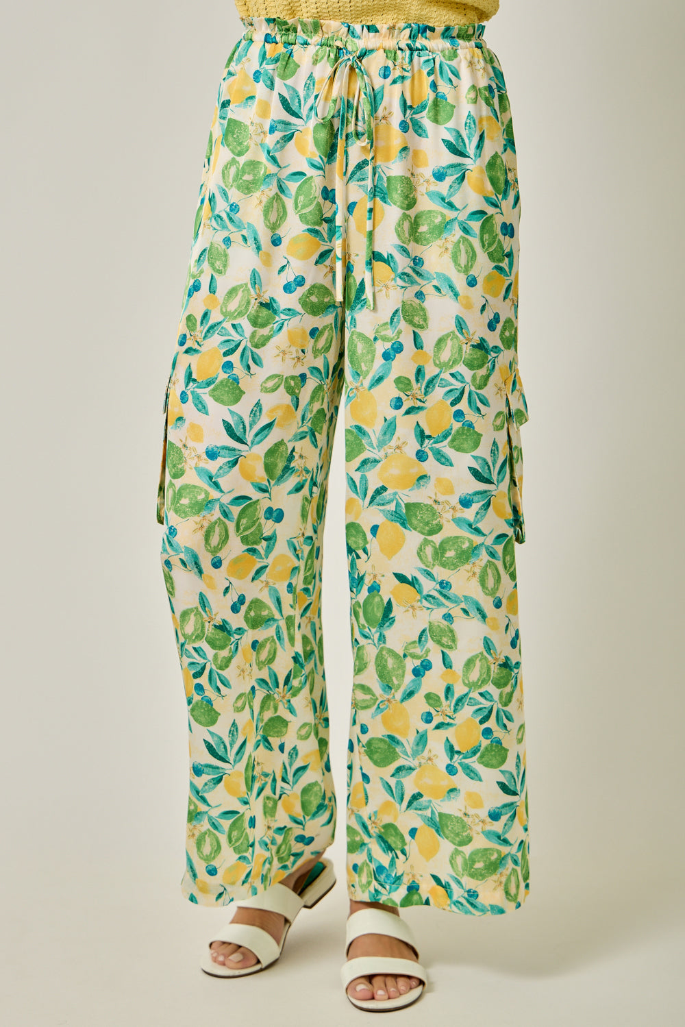 Satin Print Cargo Pants