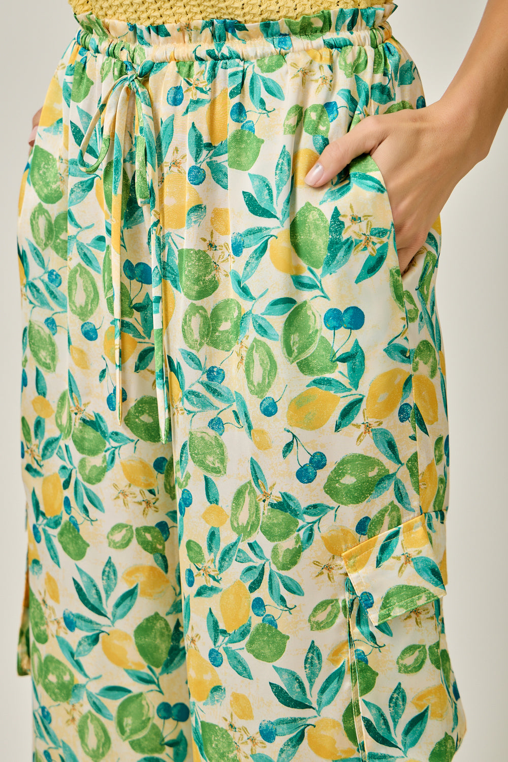 Satin Print Cargo Pants