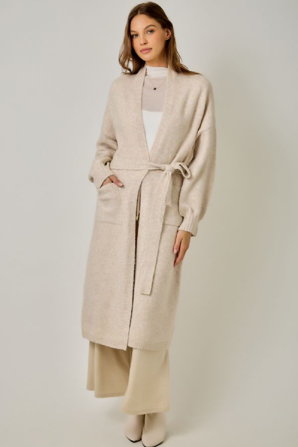 Shawl Collar Long Cardigan