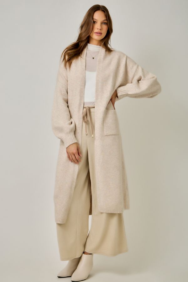 Shawl Collar Long Cardigan
