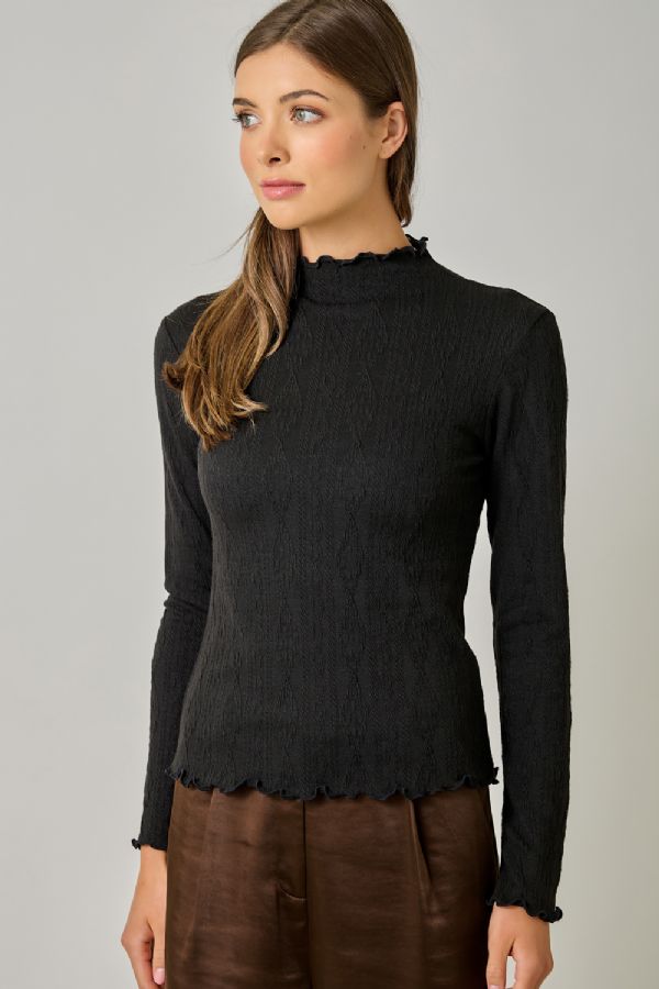 Cable Knit Mock Neck Top
