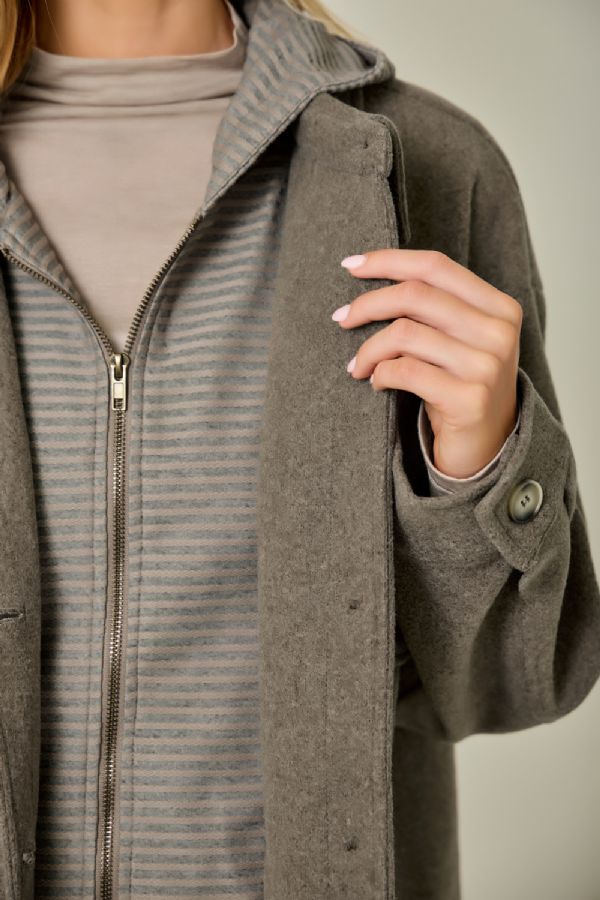 Striped Hoodie Coat