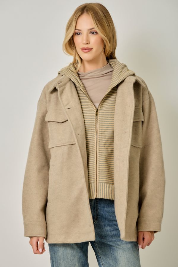 Striped Hoodie Coat