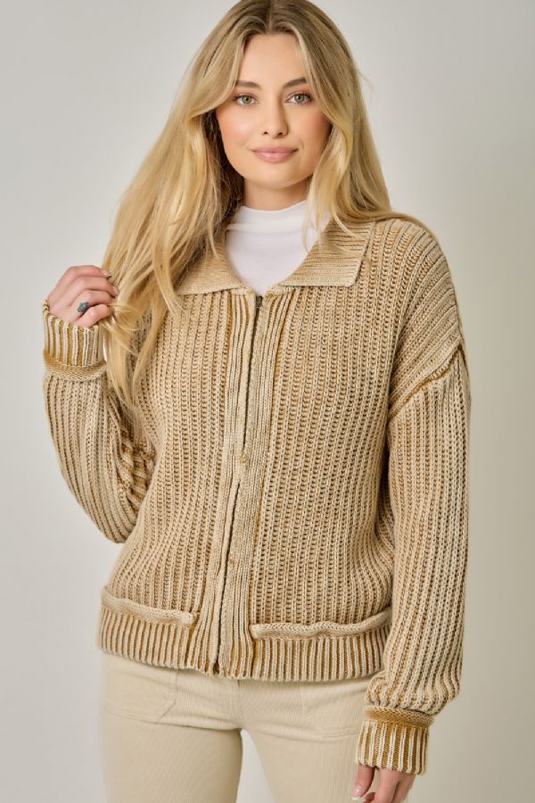 Ribbed Zip Up Sweater