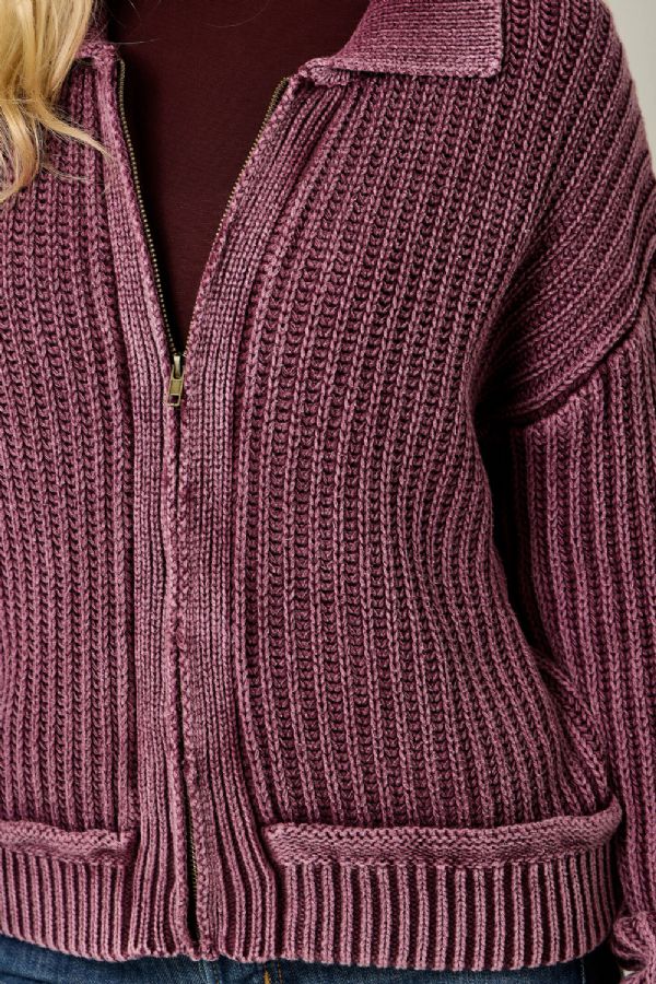 Ribbed Zip Up Sweater
