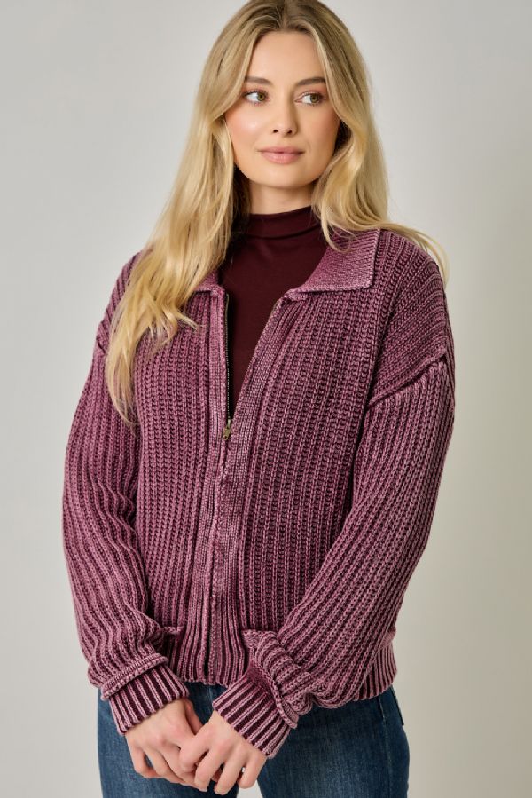 Ribbed Zip Up Sweater