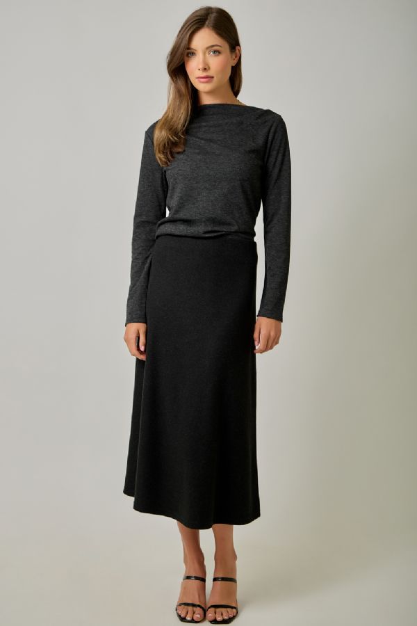 Wool Blend Midi Skirt