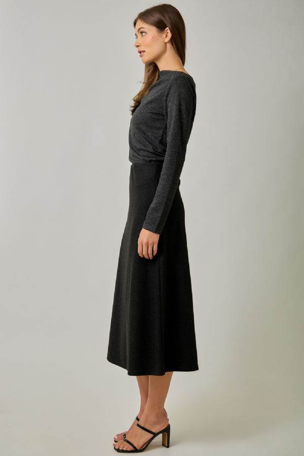 Wool Blend Midi Skirt