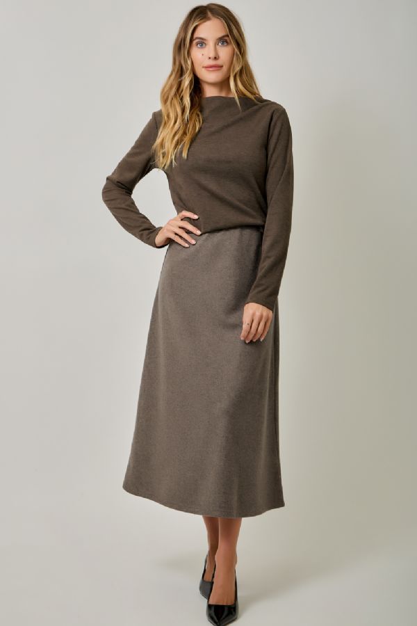 Wool Blend Midi Skirt