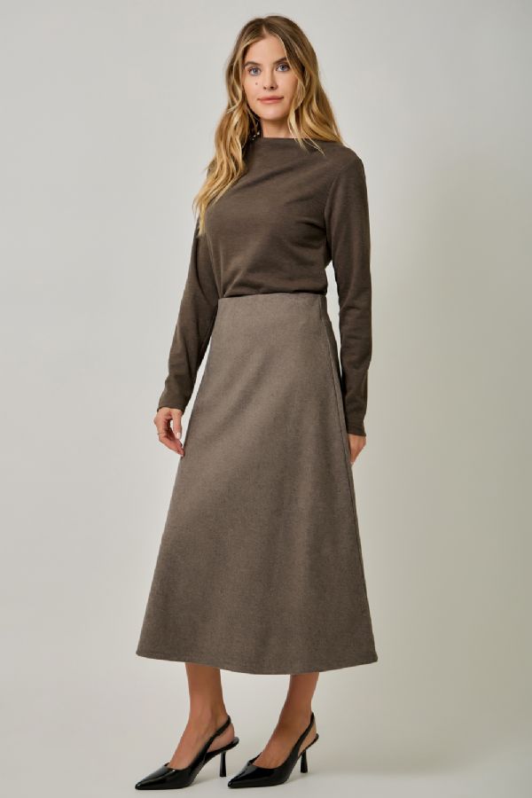 Wool Blend Midi Skirt