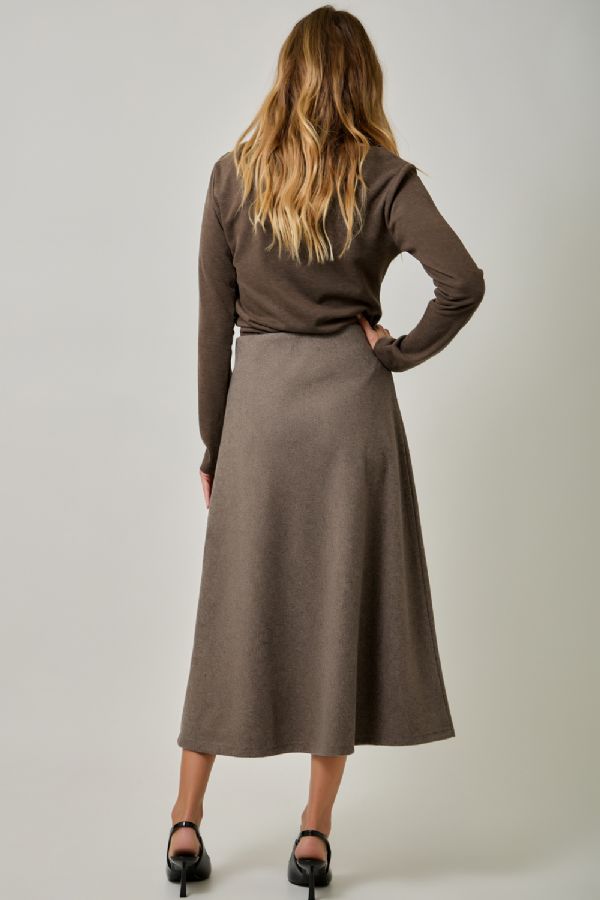 Wool Blend Midi Skirt