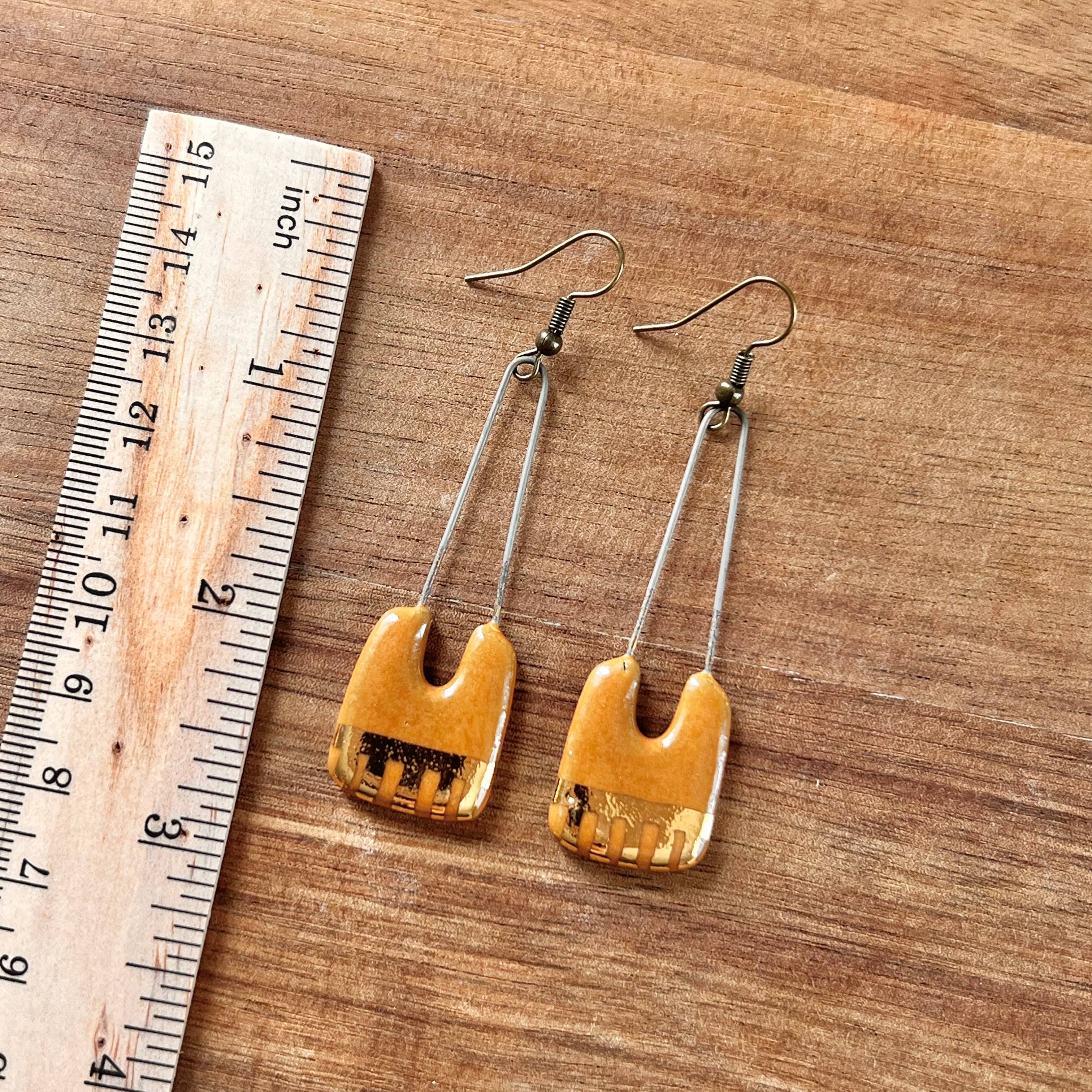 Orange Saddle Gold Earrings