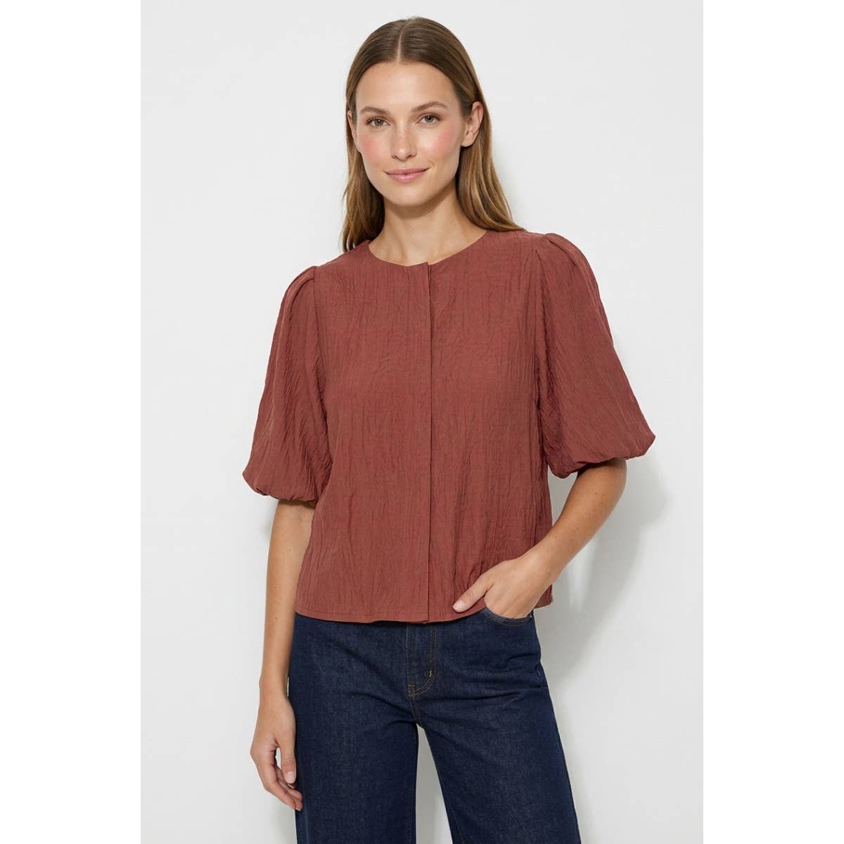 Puff Sleeve Button Up Blouse