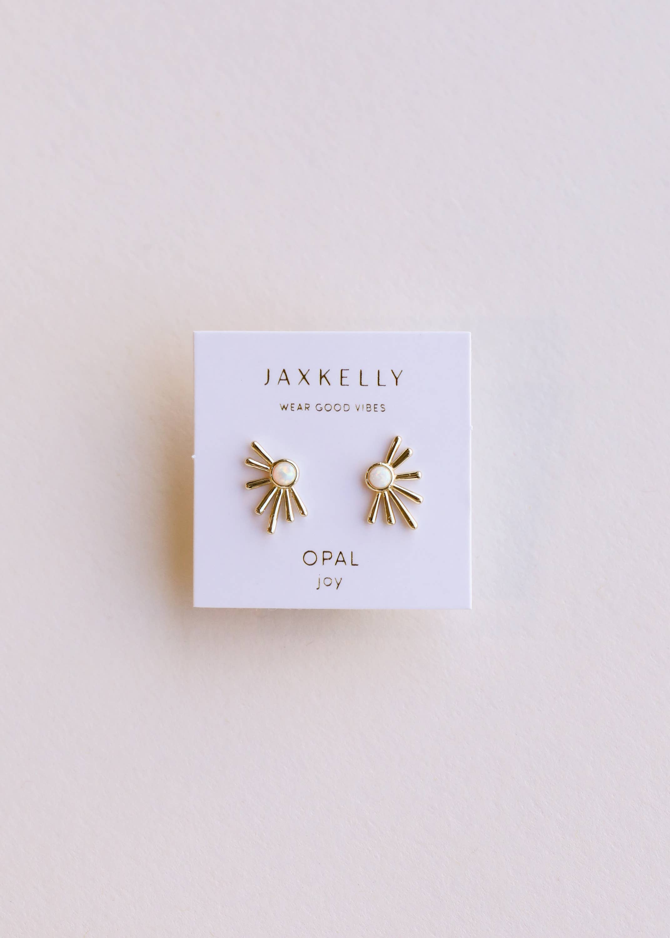 Sun Ray White Opal Earrings