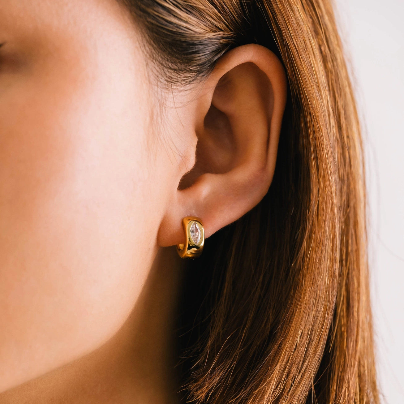 Marquise Chunky Huggie Hoops