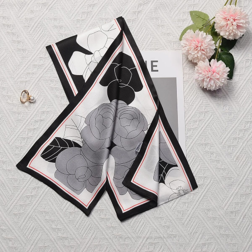 Print Silk Skinny Scarf
