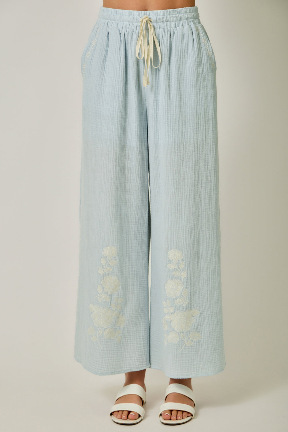 Gauze Embroidered Pants