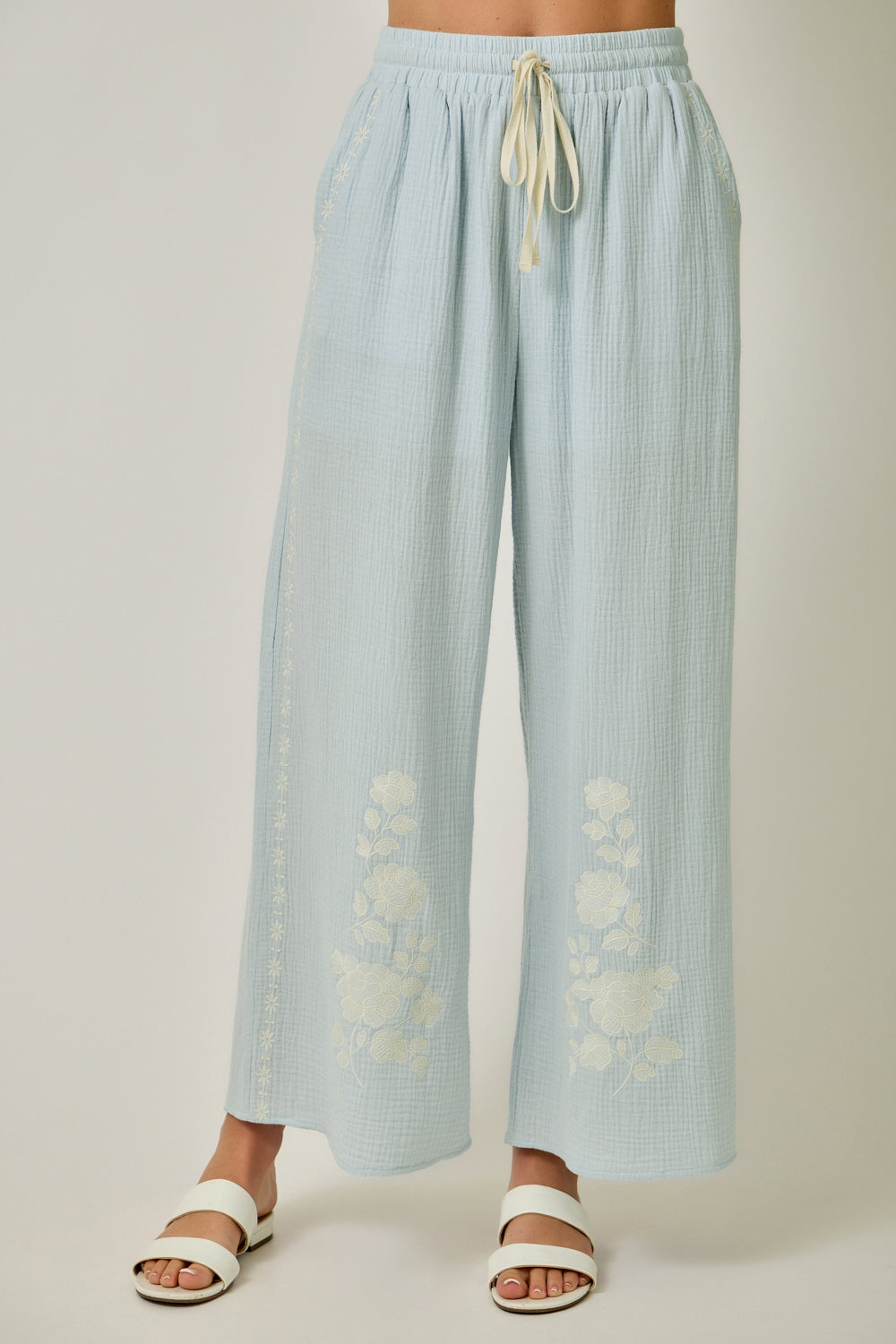 Gauze Embroidered Pants