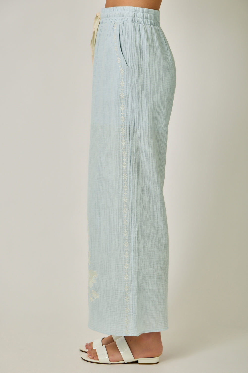 Gauze Embroidered Pants