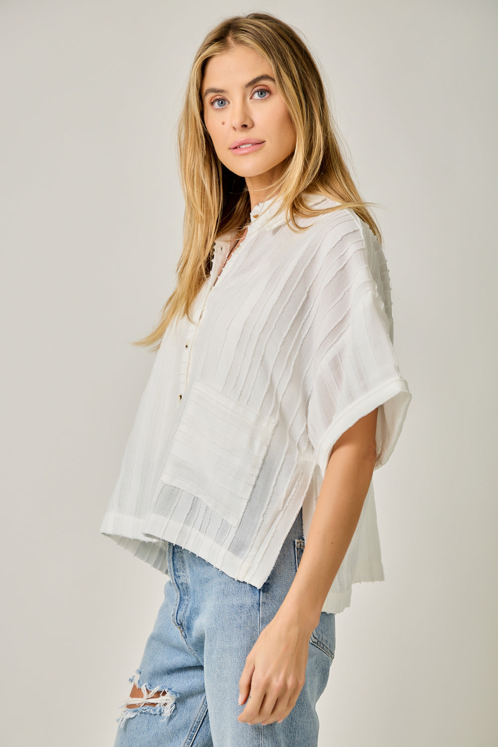 Textured Button Down Top