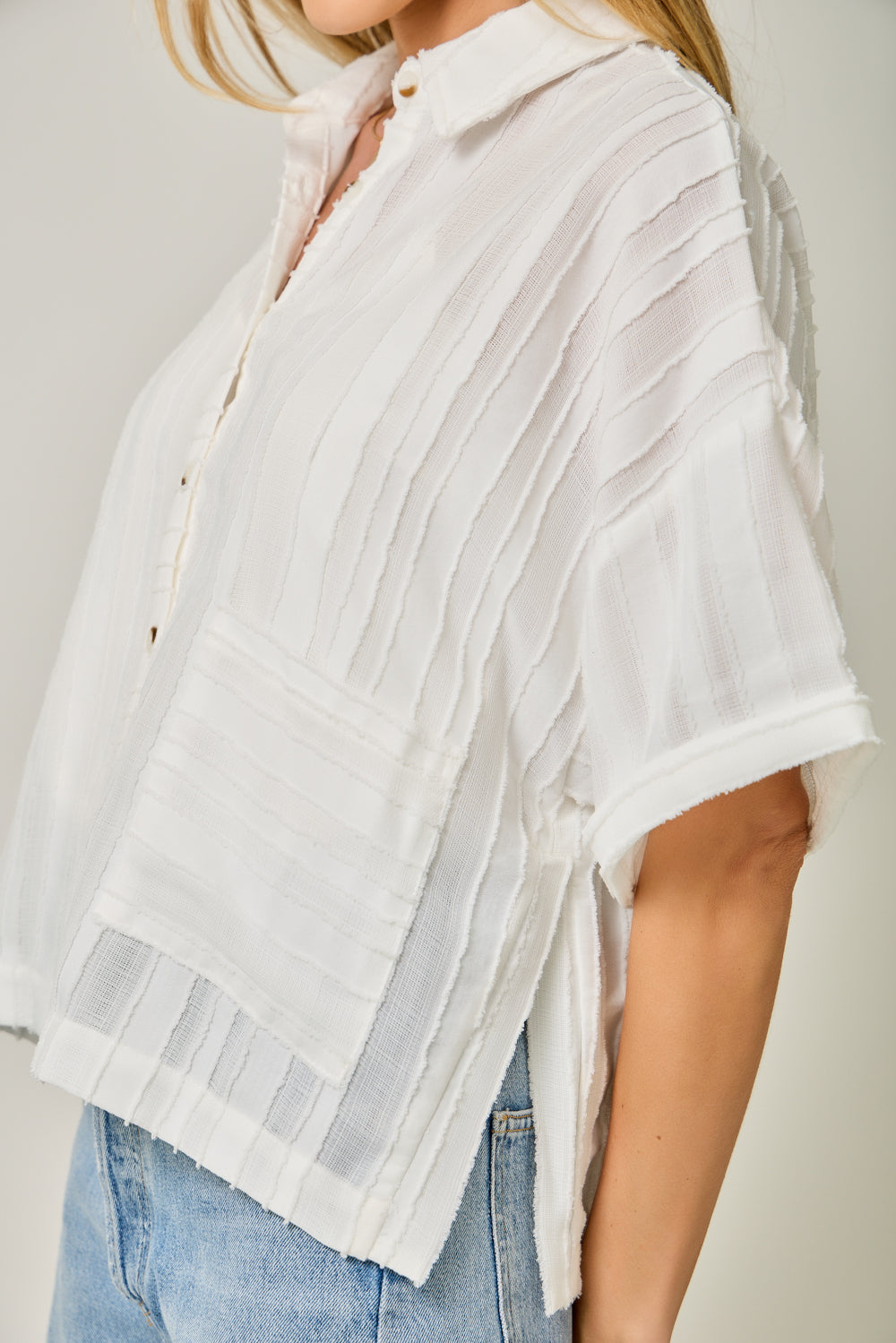 Textured Button Down Top