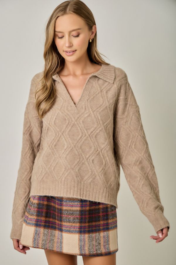 Collared V-Neck Sweater