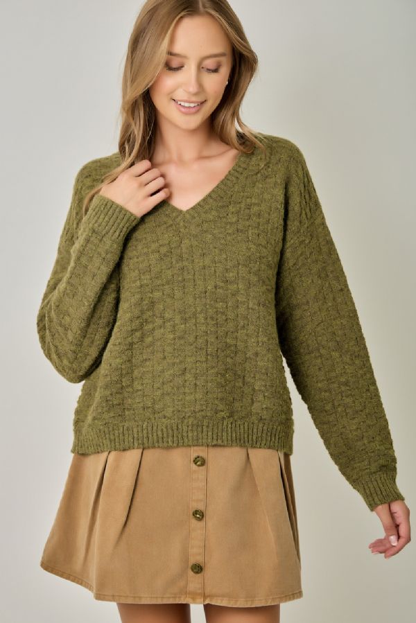 V-Neck Textured Sweater