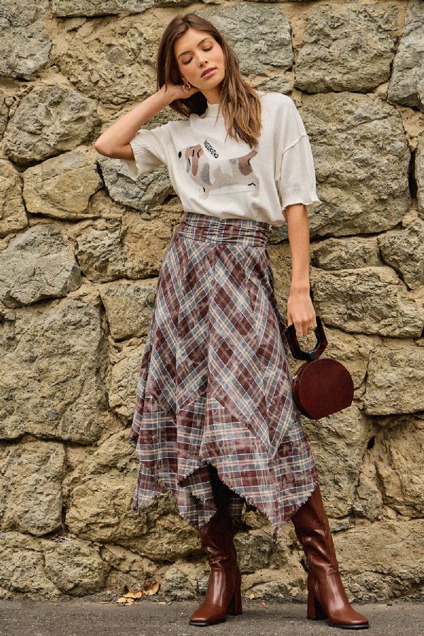 Flannel Midi Skirt