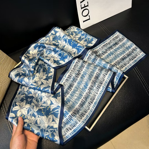 Print Silk Skinny Scarf